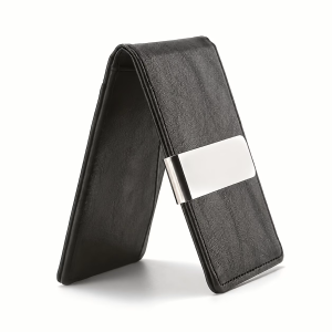 Cartera Portátil Minimalista de Cuero PU color negro